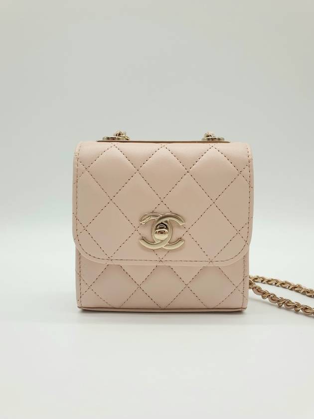 gold CC logo chain lambskin mini cross bag pink beige - CHANEL - BALAAN 3