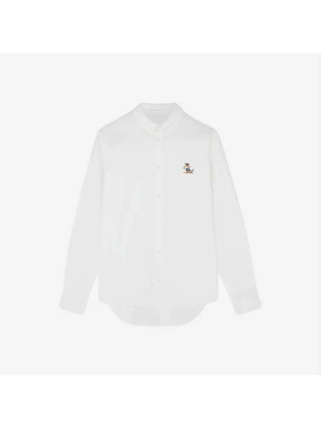 Dressed Fox Patch Relaxed Long Sleeve Shirt White - MAISON KITSUNE - BALAAN 4