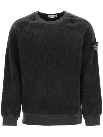 Wappen Patch Shearling Sweatshirt Charcoal - STONE ISLAND - BALAAN 1