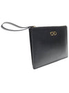 22 D781 Black hammered calfskin gold plated Gancini logo strap clutch - SALVATORE FERRAGAMO - BALAAN 2