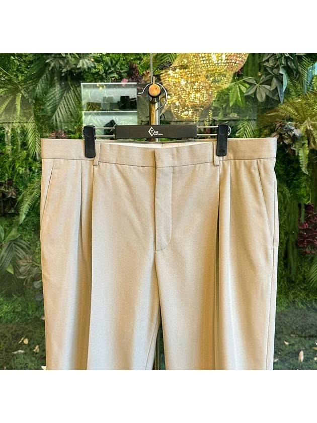 Pintuck Viscose Virgin Wool Tapered Straight Pants Beige - LORO PIANA - BALAAN 3