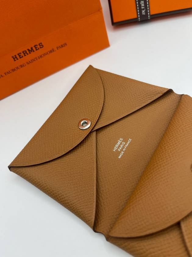 Calvi Duo Card Wallet Brown - HERMES - BALAAN 3