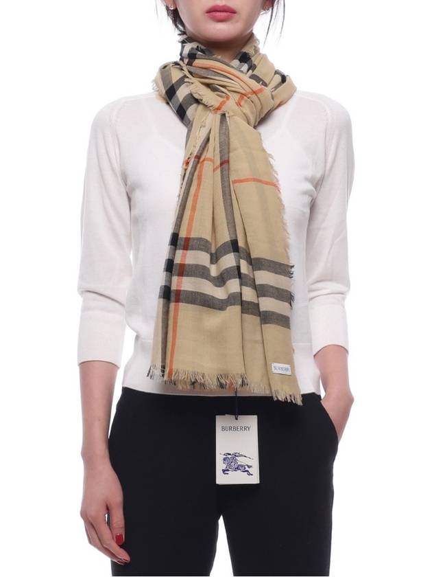 Vintage Check Wool Scarf Beige - BURBERRY - BALAAN 4