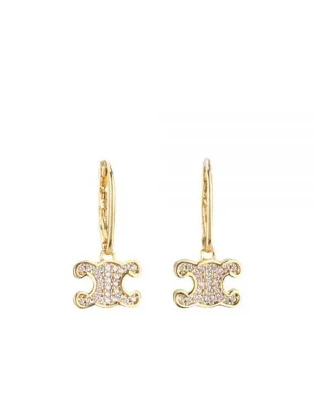 Triomphe Rhinestone Earrings Gold - CELINE - BALAAN 2