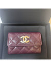 Snap card wallet shiny grained calfskin strass real gold metal burgundy AP4178 AP0214 - CHANEL - BALAAN 4