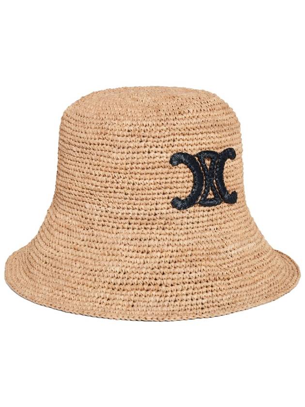 Triomphe Raffia Bucket Hat Natural Black - CELINE - BALAAN 3