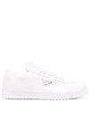 Downtown Triagle Logo Leather Low Top Sneakers White - PRADA - BALAAN 2