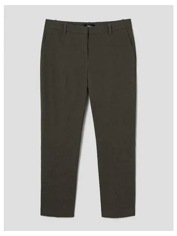 Women s Linen Trika Slim Straight Fit Pants Trousers Dark Olive Domestic Product - THEORY - BALAAN 1