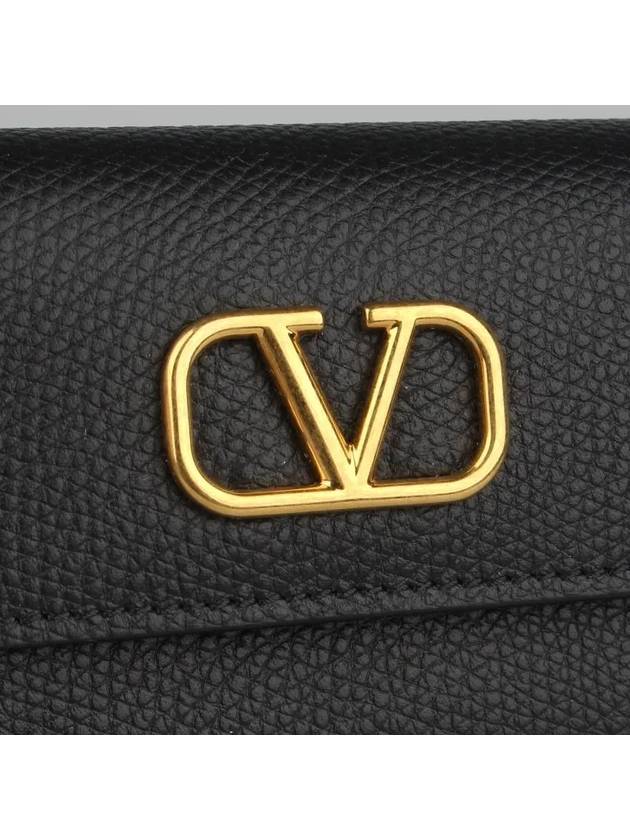 V Logo Signature Card Wallet Black - VALENTINO - BALAAN 4