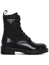 Women's Brushed Leather Re-Nylon Walker Boots Black - PRADA - BALAAN 4