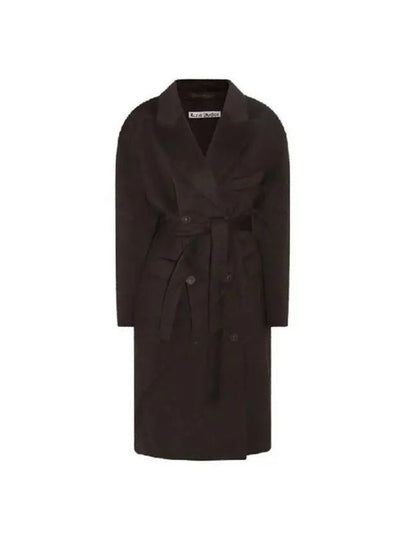 Double Breasted Belt Double Coat Charcoal Grey - ACNE STUDIOS - BALAAN 2