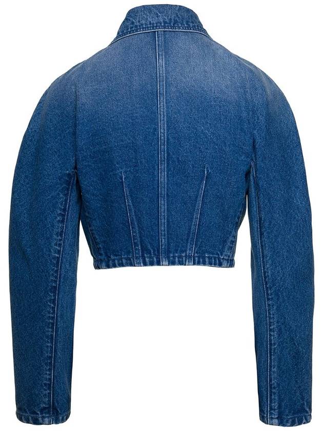 Women's Cropped Denim Jacket Blue - VERSACE - BALAAN 3