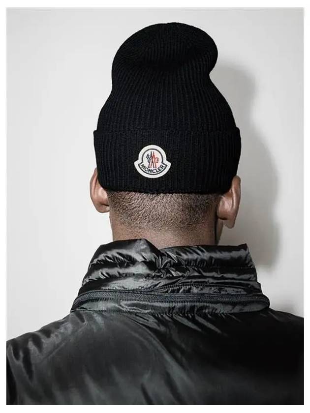 3B70500 A9342 Logo Patch Wool Beanie - MONCLER - BALAAN 2