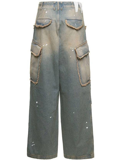 'Vivi' Light Blue Cargo Jeans With Bleached Effect And Paint Stains In Cotton Denim Woman - DARKPARK - BALAAN 2