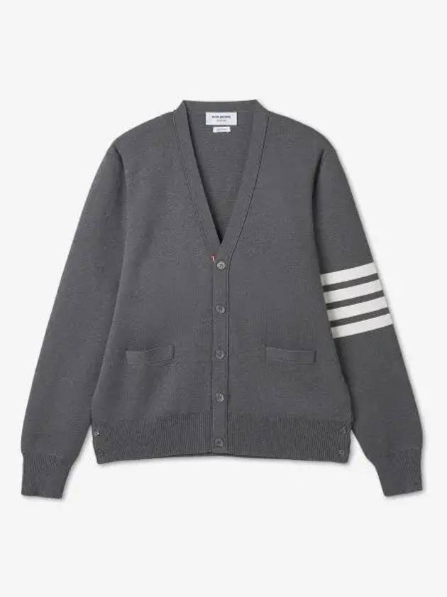 Milano Stitch 4-Bar Cardigan Medium Grey - THOM BROWNE - BALAAN 2