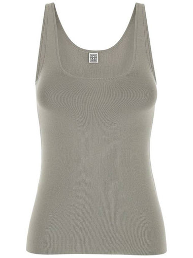 Grey U Neck Tank Top In Lightweight Knit Woman - TOTEME - BALAAN 1