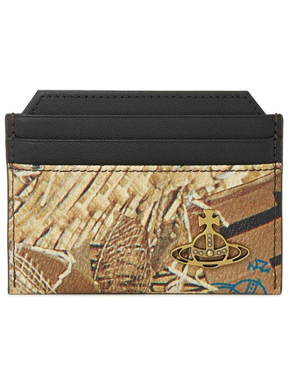 Graphic Print Slim Card Wallet Beige Black - VIVIENNE WESTWOOD - BALAAN 2