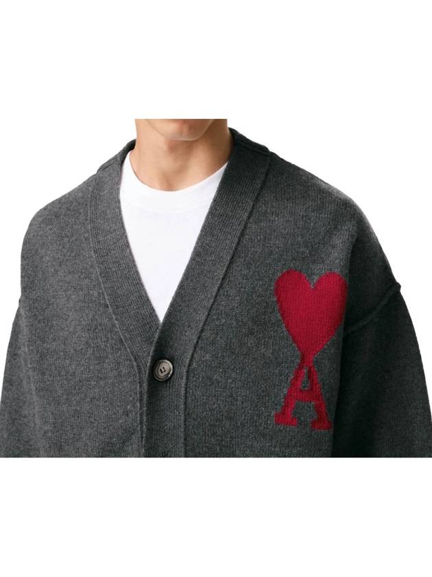 De Coeur Logo Wool Cardigan Grey - AMI - BALAAN 6