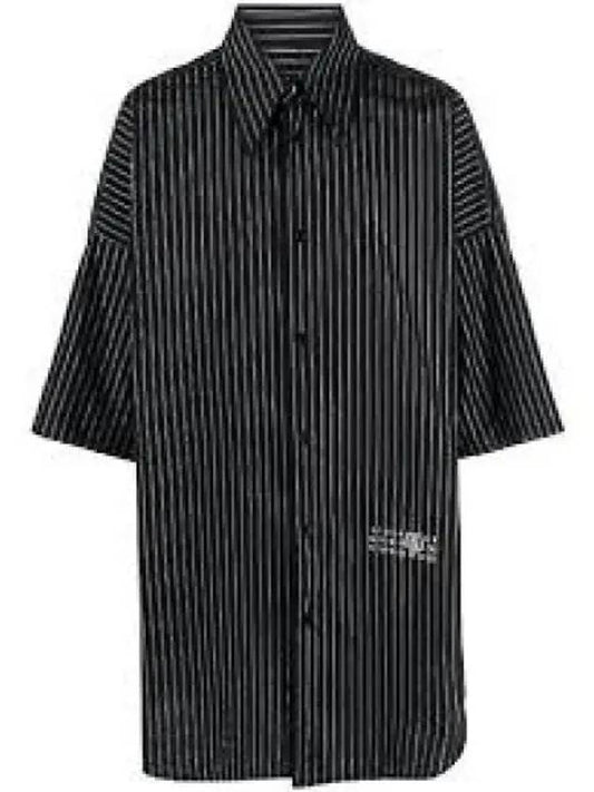 Oversized Striped Short Slevee Shirt Black - MAISON MARGIELA - BALAAN 1