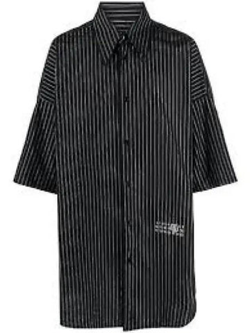 Oversized Striped Short Slevee Shirt Black - MAISON MARGIELA - BALAAN 1