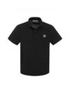 Pique Stretch Cotton Short Sleeve Polo Shirt Black - STONE ISLAND - BALAAN 2