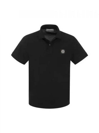 Pique Stretch Cotton Short Sleeve Polo Shirt Black - STONE ISLAND - BALAAN 2