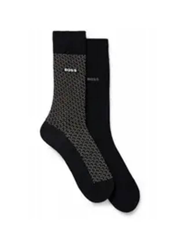 Cotton Medium Socks 2 Piece Set Black - BOSS - BALAAN 1