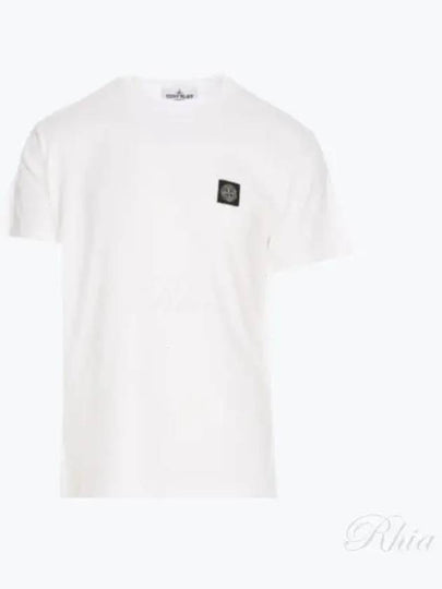 Logo Patch Cotton Short Sleeve T-Shirt White - STONE ISLAND - BALAAN 2