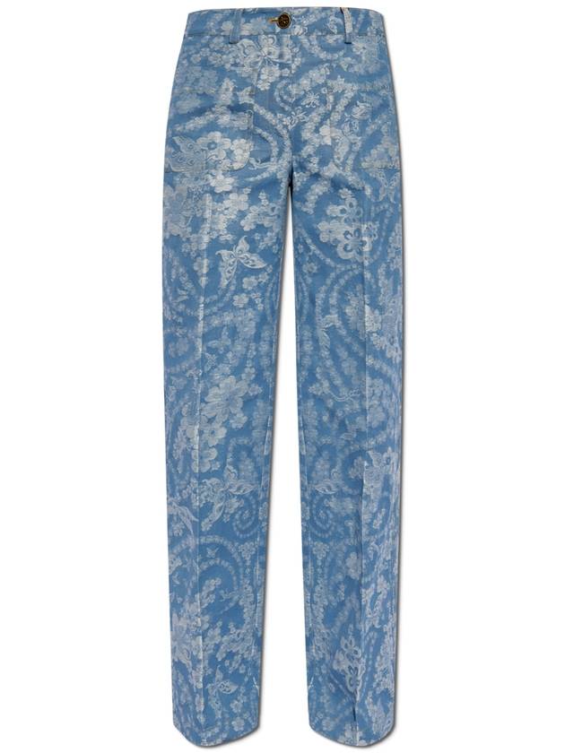 Etro Trousers With Decorative Pattern, Women's, Blue - ETRO - BALAAN 1