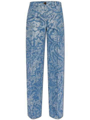 Etro Trousers With Decorative Pattern, Women's, Blue - ETRO - BALAAN 1