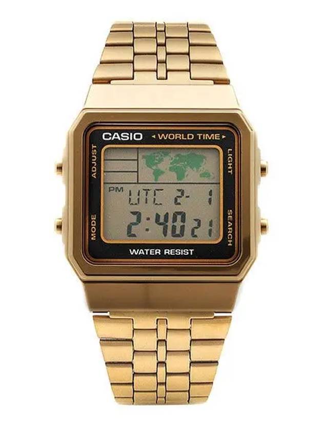 A500WGA 1DF Digital Square Vintage World Time Metal Watch - CASIO - BALAAN 1