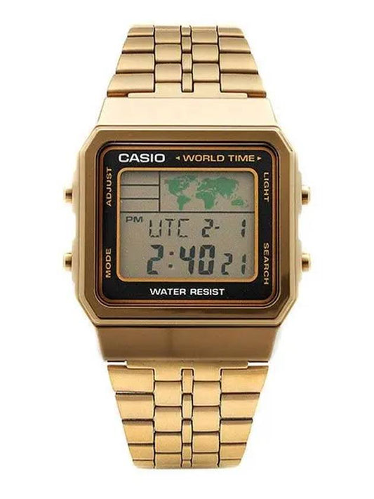 World Time Vintage Digital Metal Watch Gold - CASIO - BALAAN 2