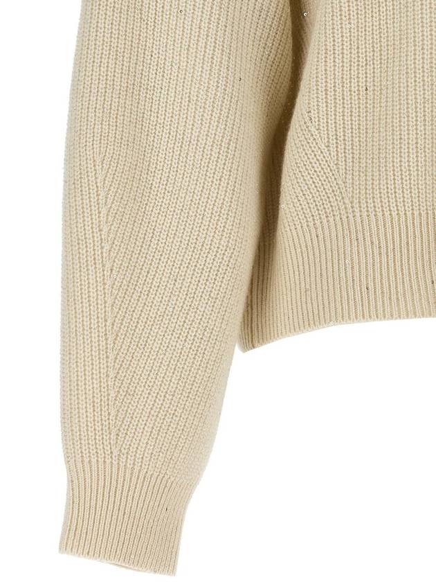 Micro Paillette Knit Top Beige - BRUNELLO CUCINELLI - BALAAN 5