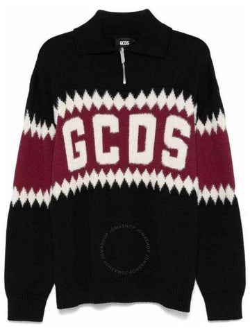 GCDS Logo Argyle Polo Sweater Size Large - GCDS - BALAAN 1