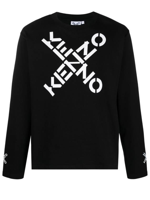 Men's Big X Logo Sports Long Sleeve T-Shirt Black - KENZO - BALAAN 2