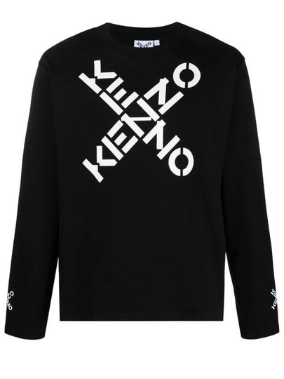 Men's Big X Logo Sports Long Sleeve T-Shirt Black - KENZO - BALAAN 2