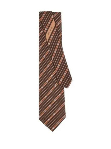 Gancini Print Silk Tie Brown - SALVATORE FERRAGAMO - BALAAN 1