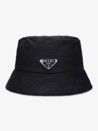 Triangular Logo Quilted Lineylon Bucket Hat Black - PRADA - BALAAN 2