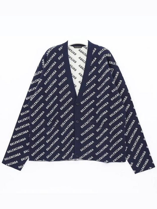 Mini Allover Logo Knit Cardigan Blue - BALENCIAGA - BALAAN 2