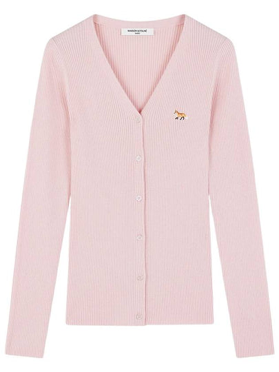 Baby Fox Patch Fine Ribbed Cardigan Pale Pink - MAISON KITSUNE - BALAAN 2