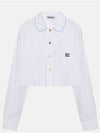 Women's Logo Poplin Long Sleeve Shirt White - MIU MIU - BALAAN 2