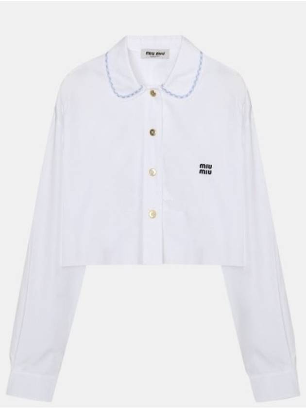 Women's Logo Poplin Long Sleeve Shirt White - MIU MIU - BALAAN 2