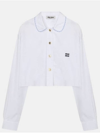 Women's Logo Poplin Long Sleeve Shirt White - MIU MIU - BALAAN 2