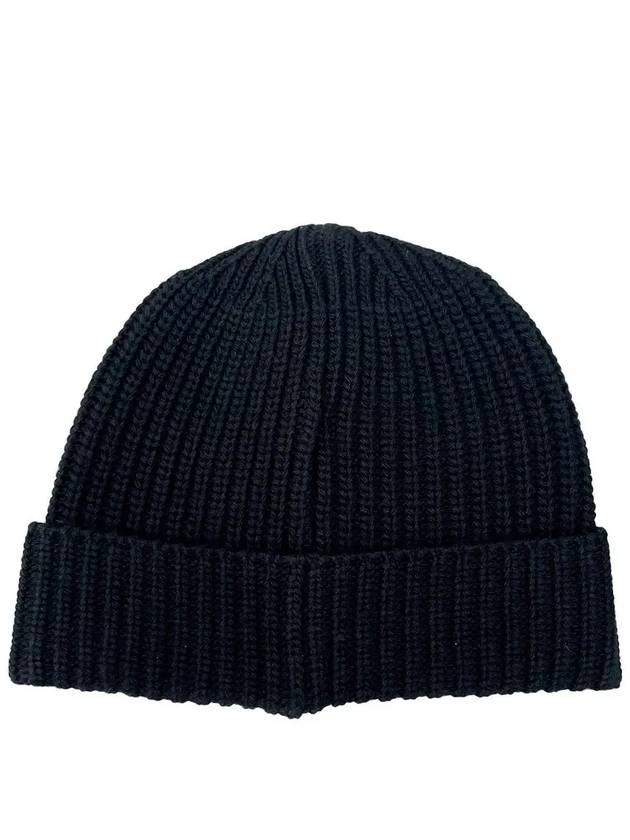 Logo Patch Rib Wool Beanie Black - STONE ISLAND - BALAAN 3