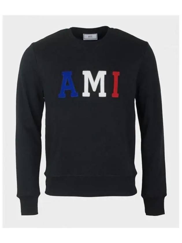 Men's Logo Cotton Sweatshirt Black H17J023 730 001 - AMI - BALAAN 1