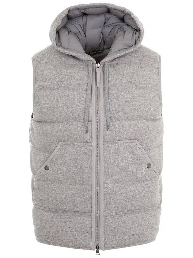 Men's Hooded Goose Down Vest Light Grey - TOM FORD - BALAAN 3