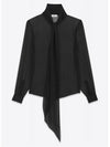 Silk Muslin Crepe Blouse Black - SAINT LAURENT - BALAAN 10