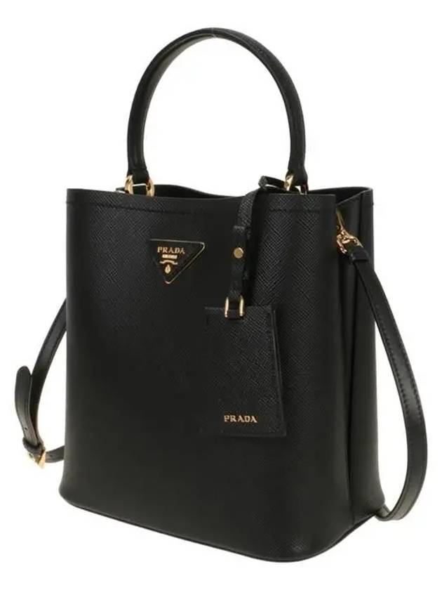 Pannier Saffiano Leather Medium Tote Bag Black - PRADA - BALAAN 3