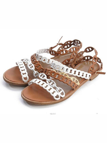 Gold White Chandal Sandals 37 69592 - HERMES - BALAAN 1