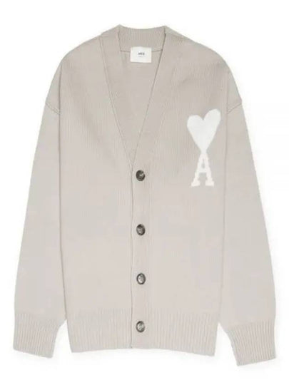 De Coeur Logo Wool Cardigan Light Beige - AMI - BALAAN 2